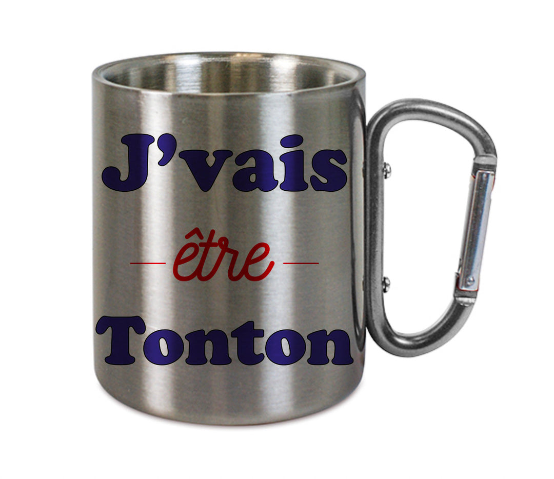Mug inox mousqueton personnalisé J'vais etre tonton
