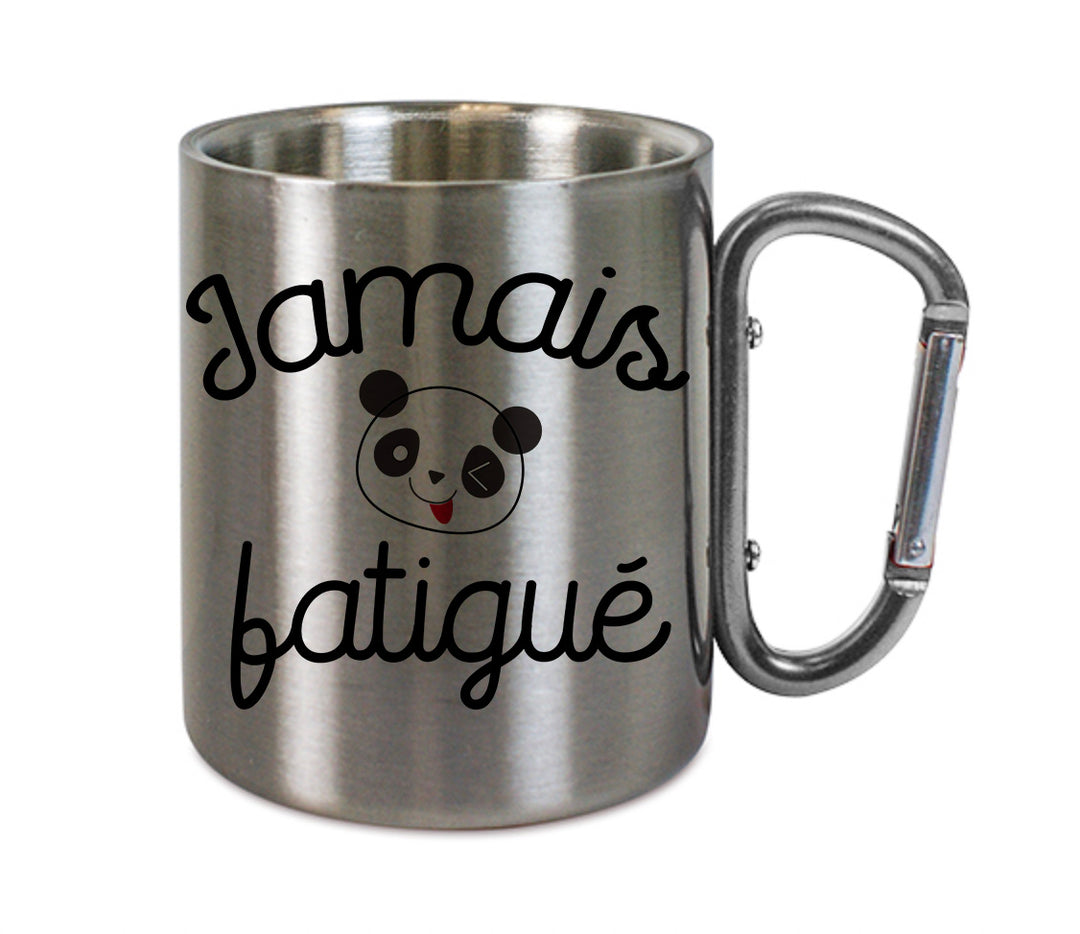 Mug inox mousqueton personnalisé Jamais fatigue v2