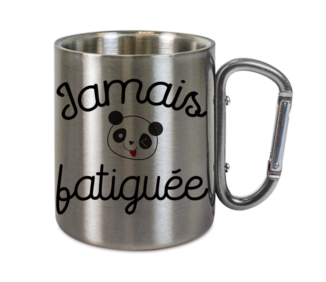 Mug inox mousqueton personnalisé Jamais fatigue v3