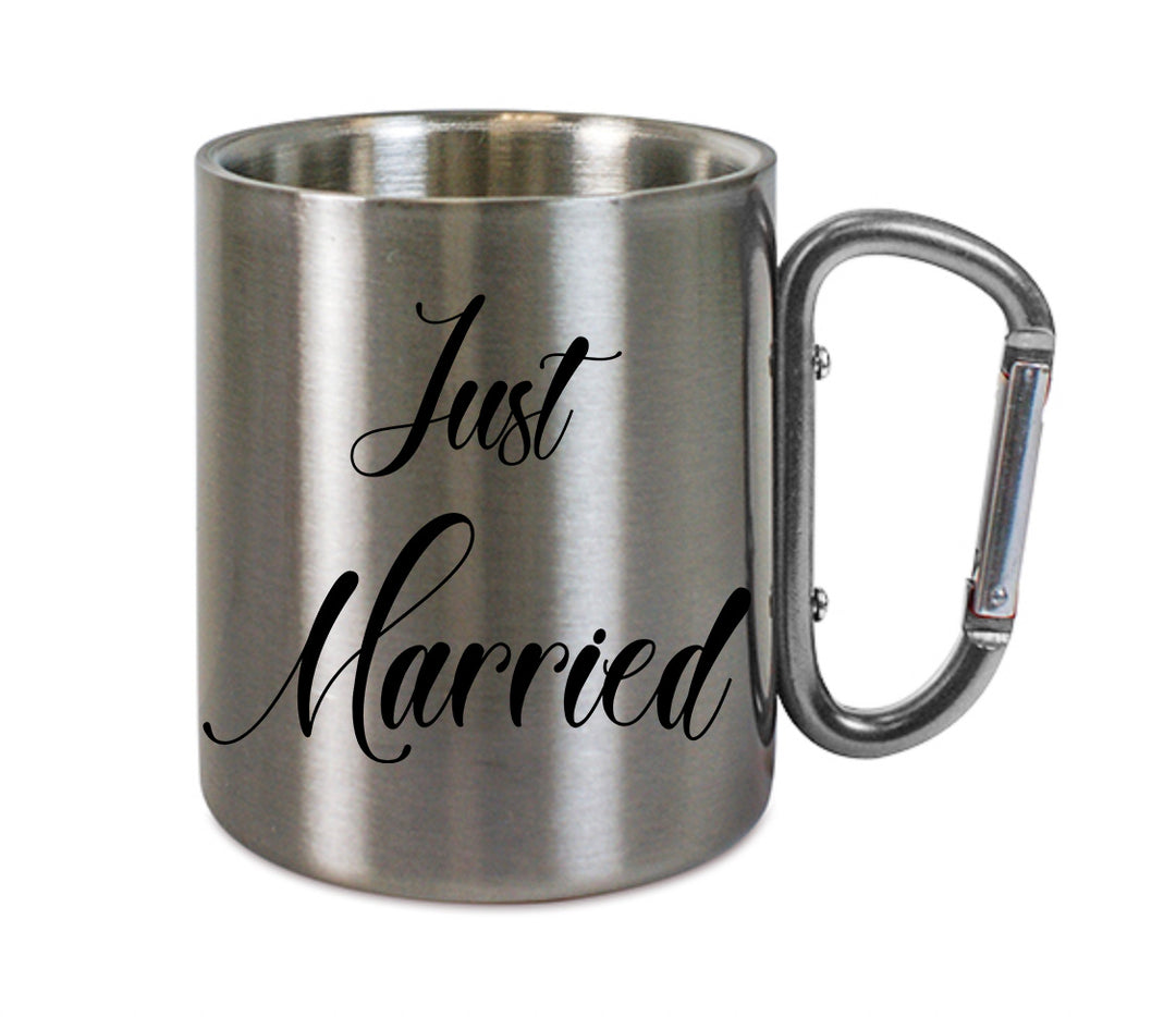 Mug inox mousqueton personnalisé Just married