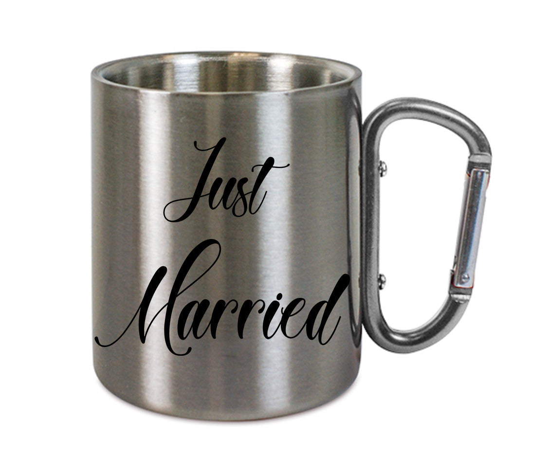 Mug inox mousqueton personnalisé Just married