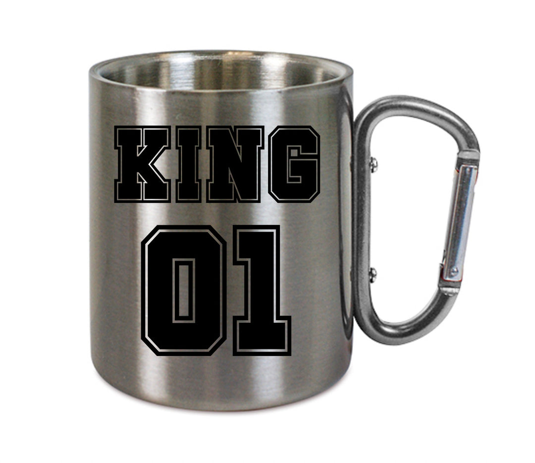Mug inox mousqueton personnalisé King 01