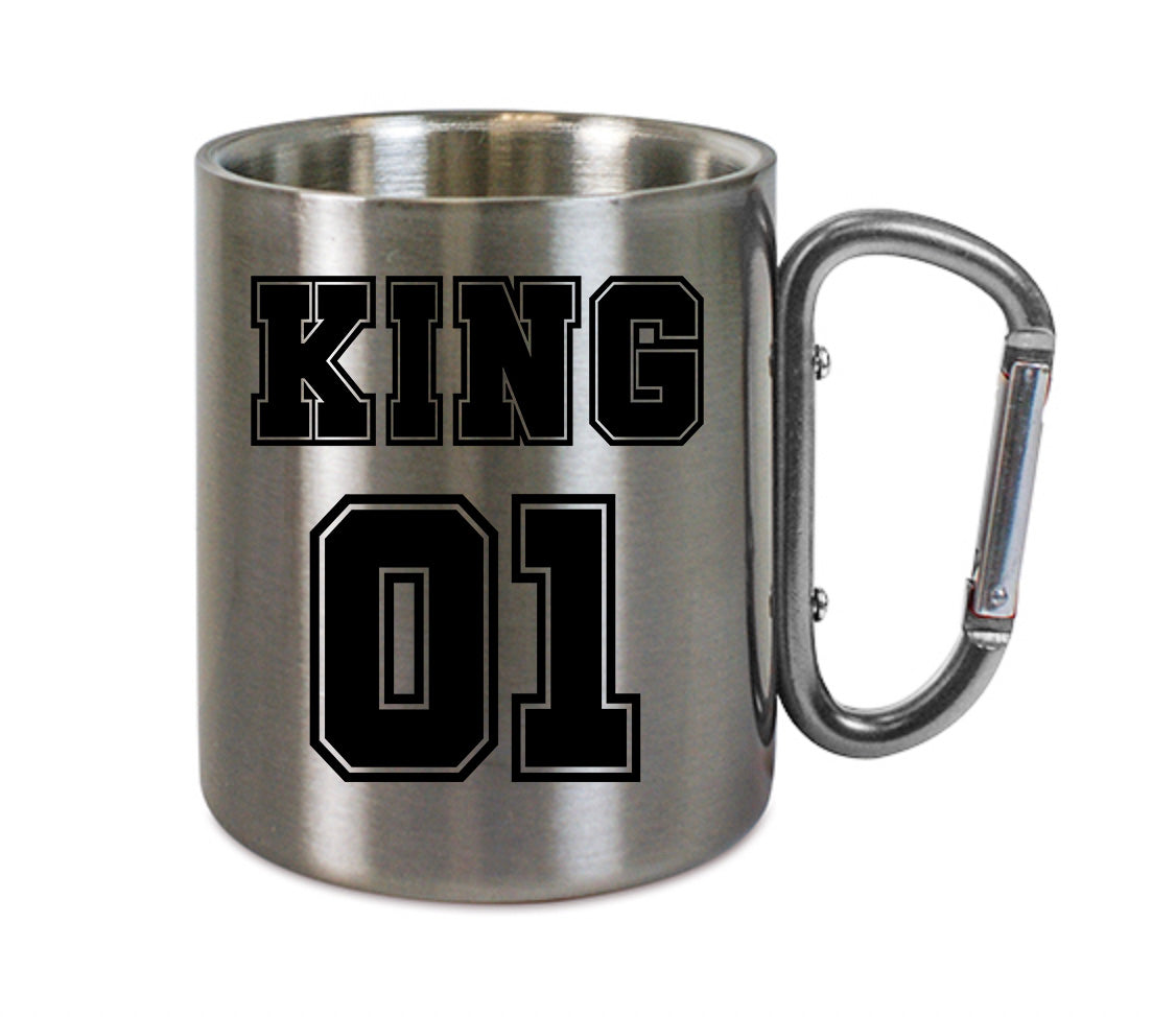 Mug inox mousqueton personnalisé King 01