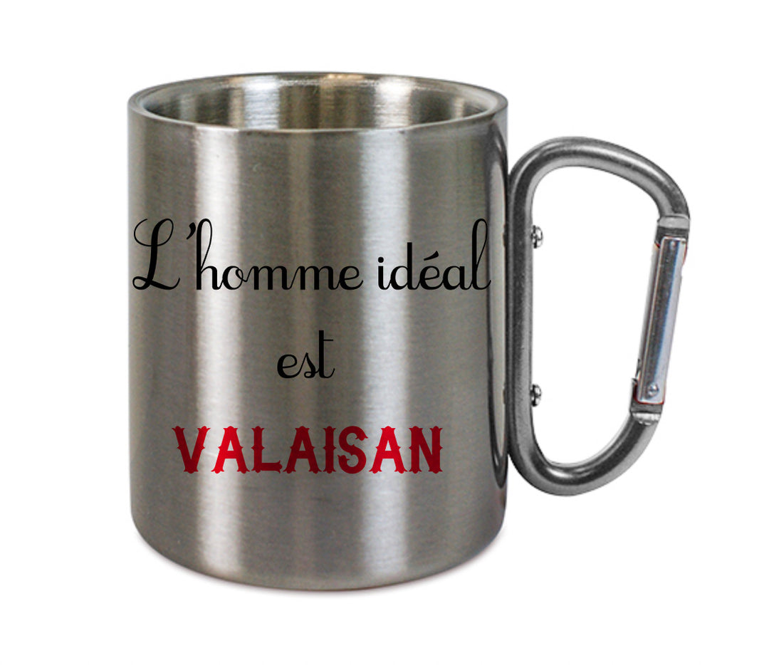 Mug inox mousqueton personnalisé L'homme ideal Valaisan