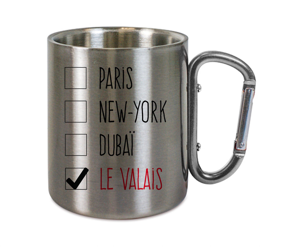 Mug inox mousqueton personnalisé Le Valais