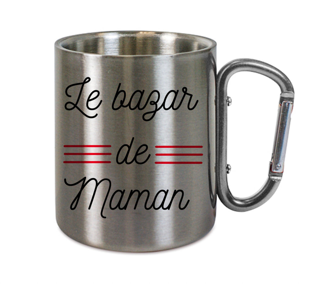 Mug inox mousqueton personnalisé Le bazar de Maman