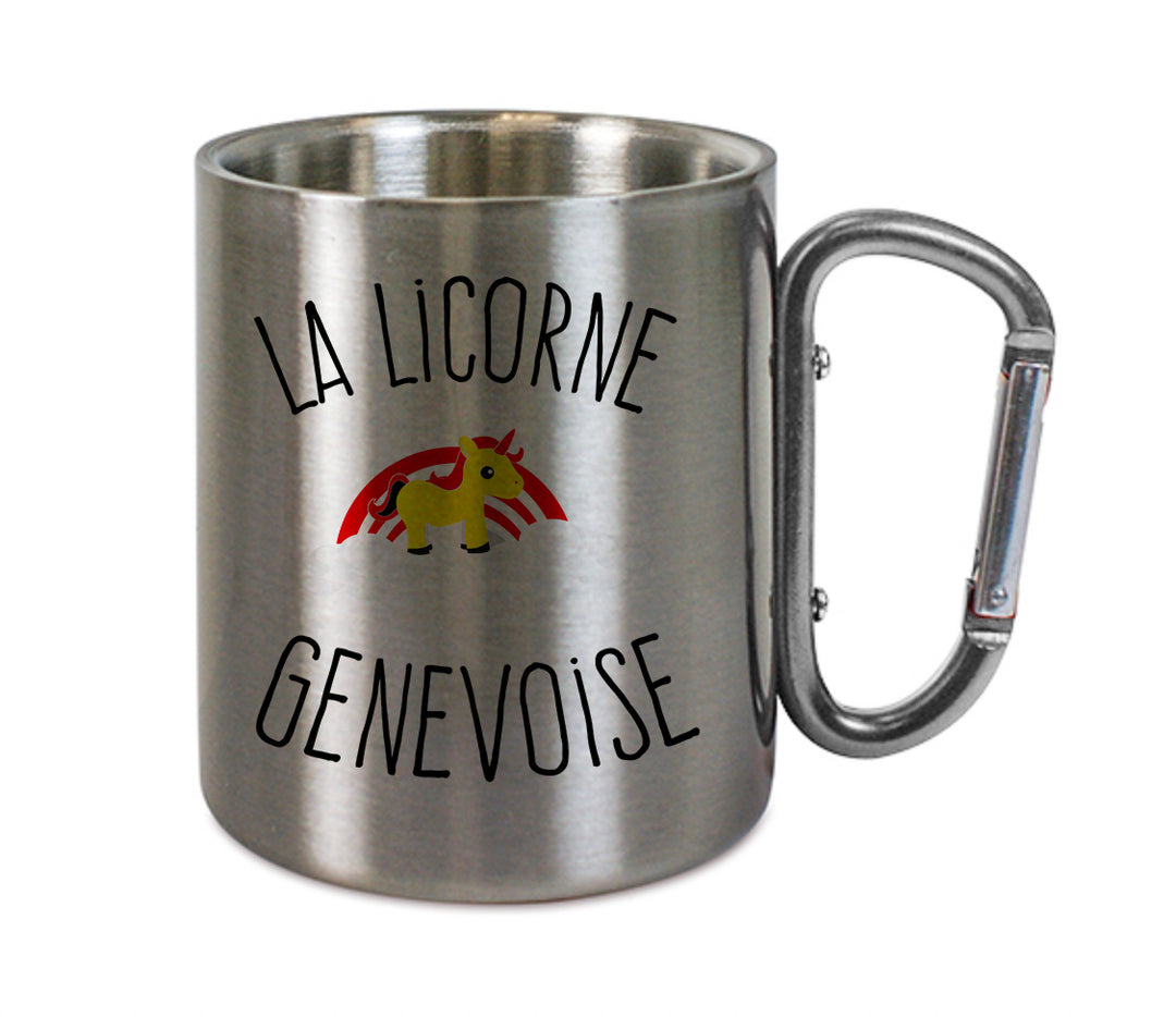 Mug inox mousqueton personnalisé Licorne genevoise