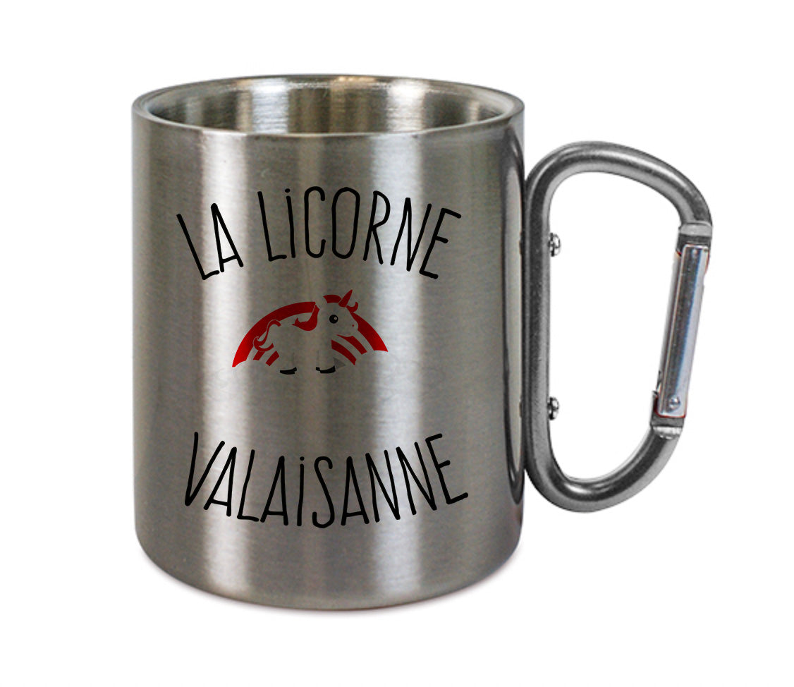 Mug inox mousqueton personnalisé Licorne valaisanne