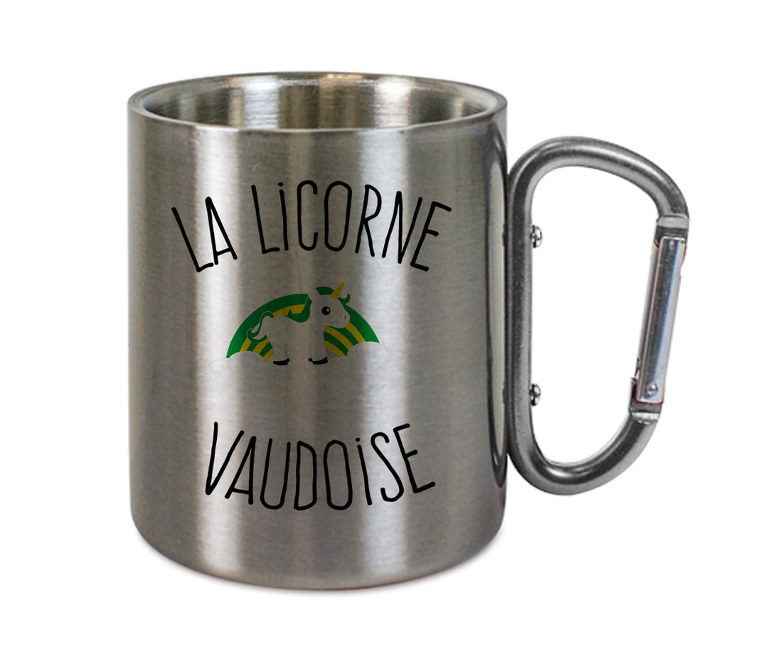 Mug inox mousqueton personnalisé Licorne vaudoise