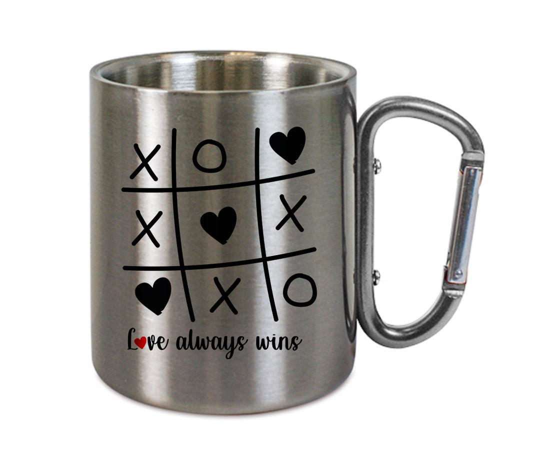 Mug inox mousqueton personnalisé Love always wins