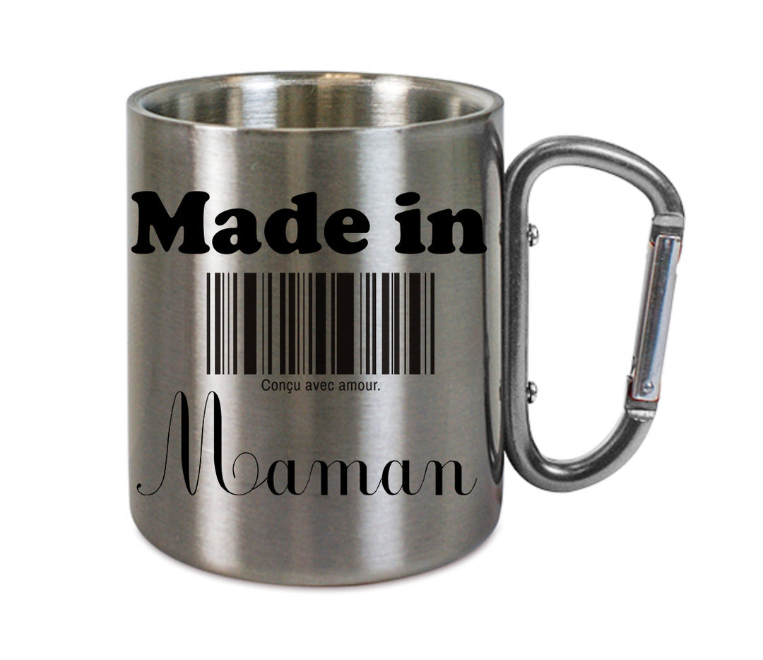 Mug inox mousqueton personnalisé Made in Maman
