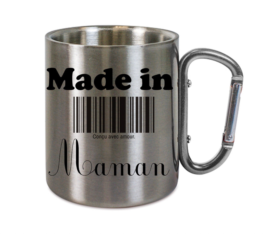 Mug inox mousqueton personnalisé Made in Maman