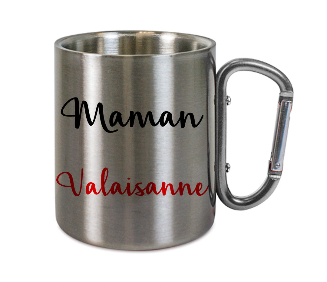 Mug inox mousqueton personnalisé Maman Valaisanne