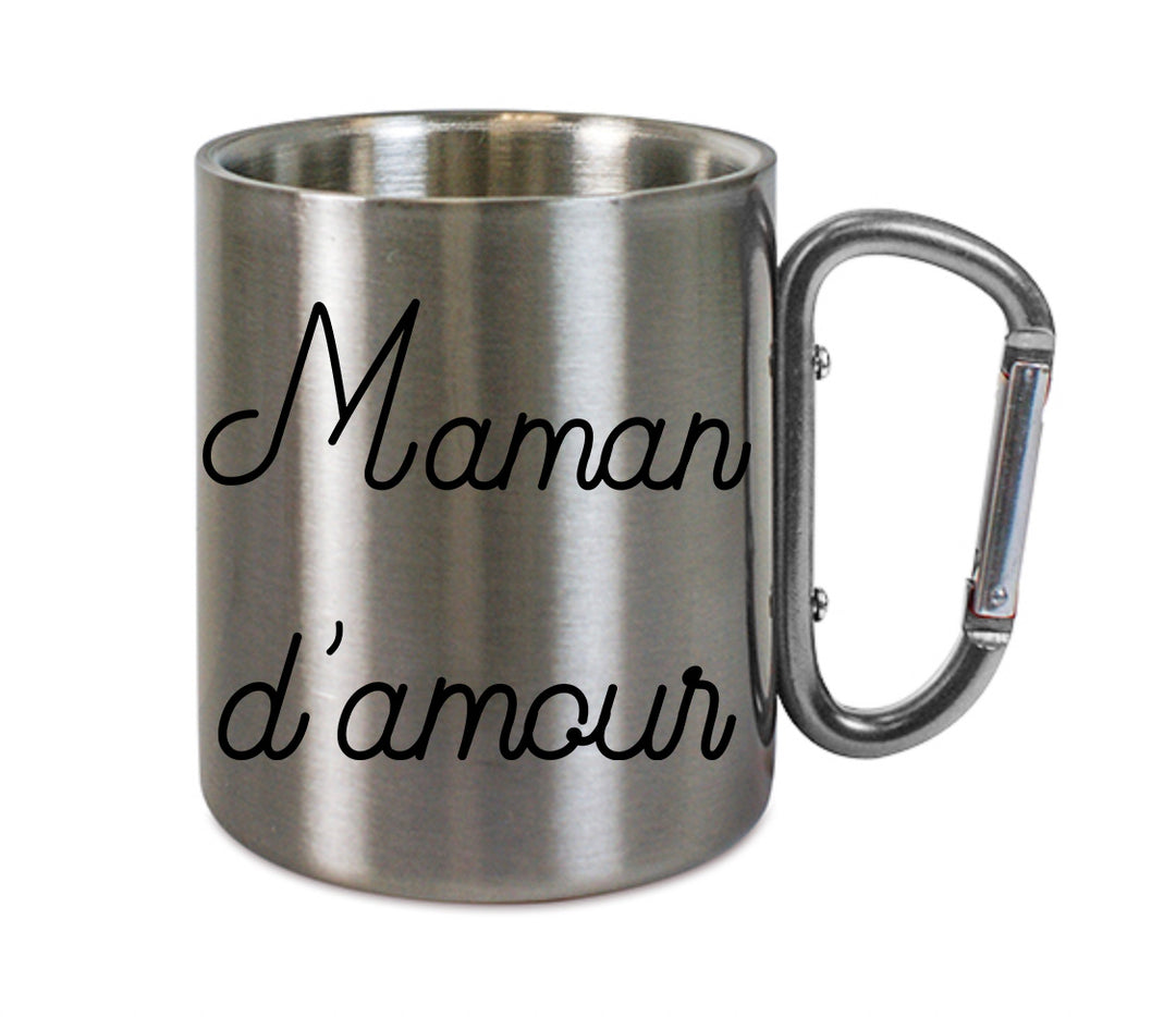 Mug inox mousqueton personnalisé Maman d'amour