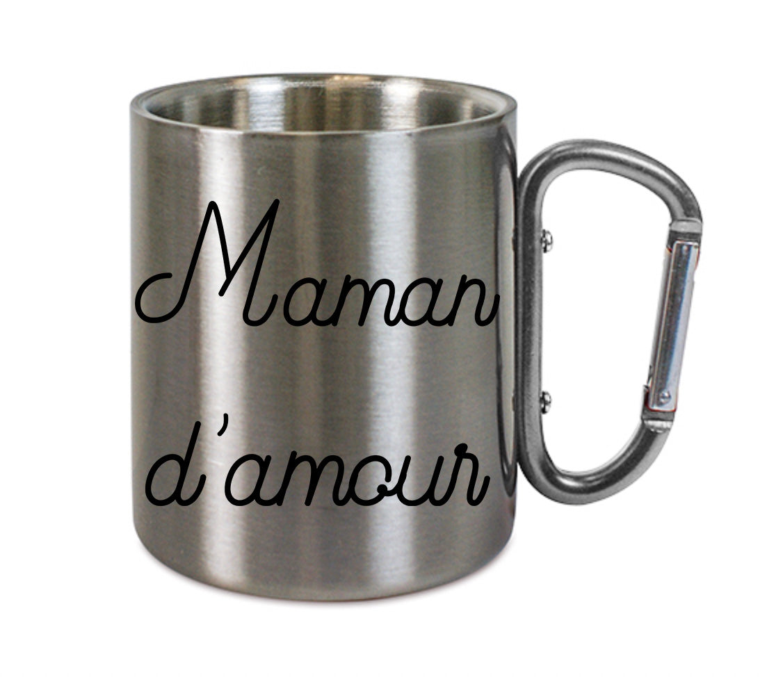 Mug inox mousqueton personnalisé Maman d'amour