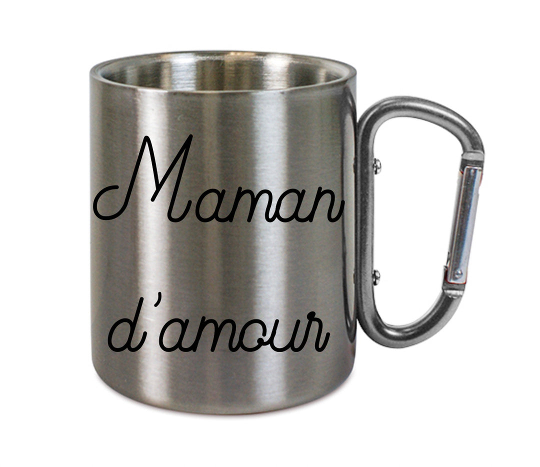 Mug inox mousqueton personnalisé Maman d'amour 2