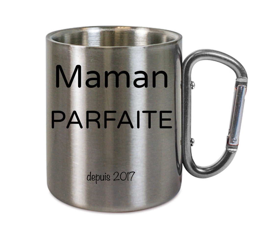 Mug inox mousqueton personnalisé Maman parfaite à personnaliser
