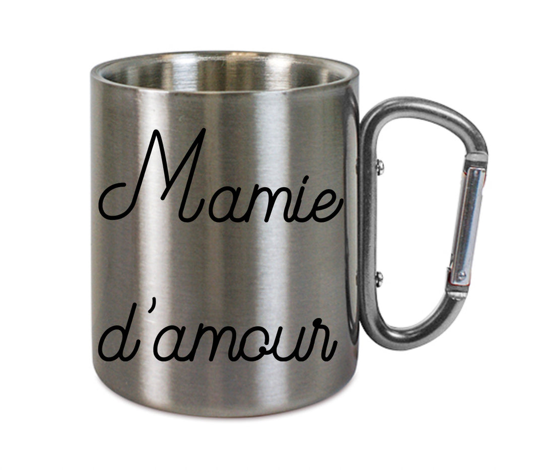 Mug inox mousqueton personnalisé Mamie d'amour