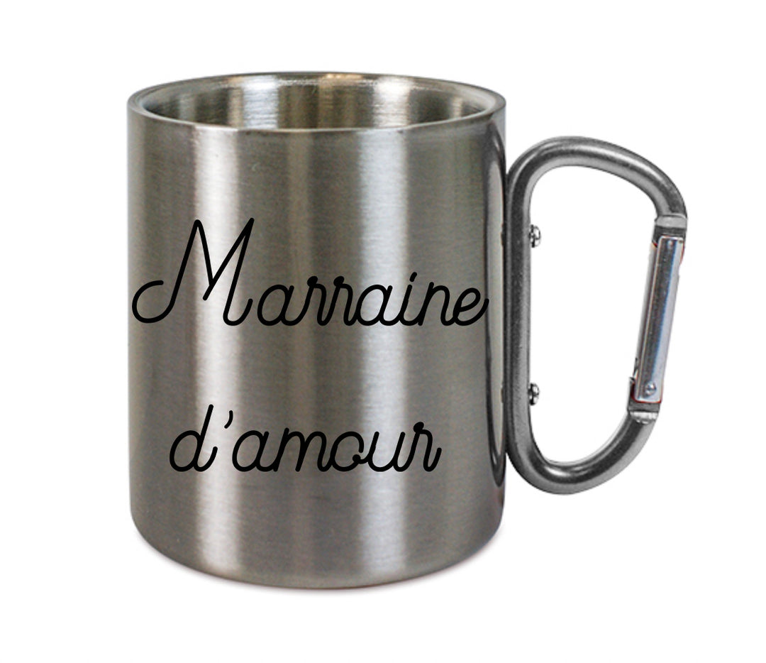 Mug inox mousqueton personnalisé Marraine d'amour