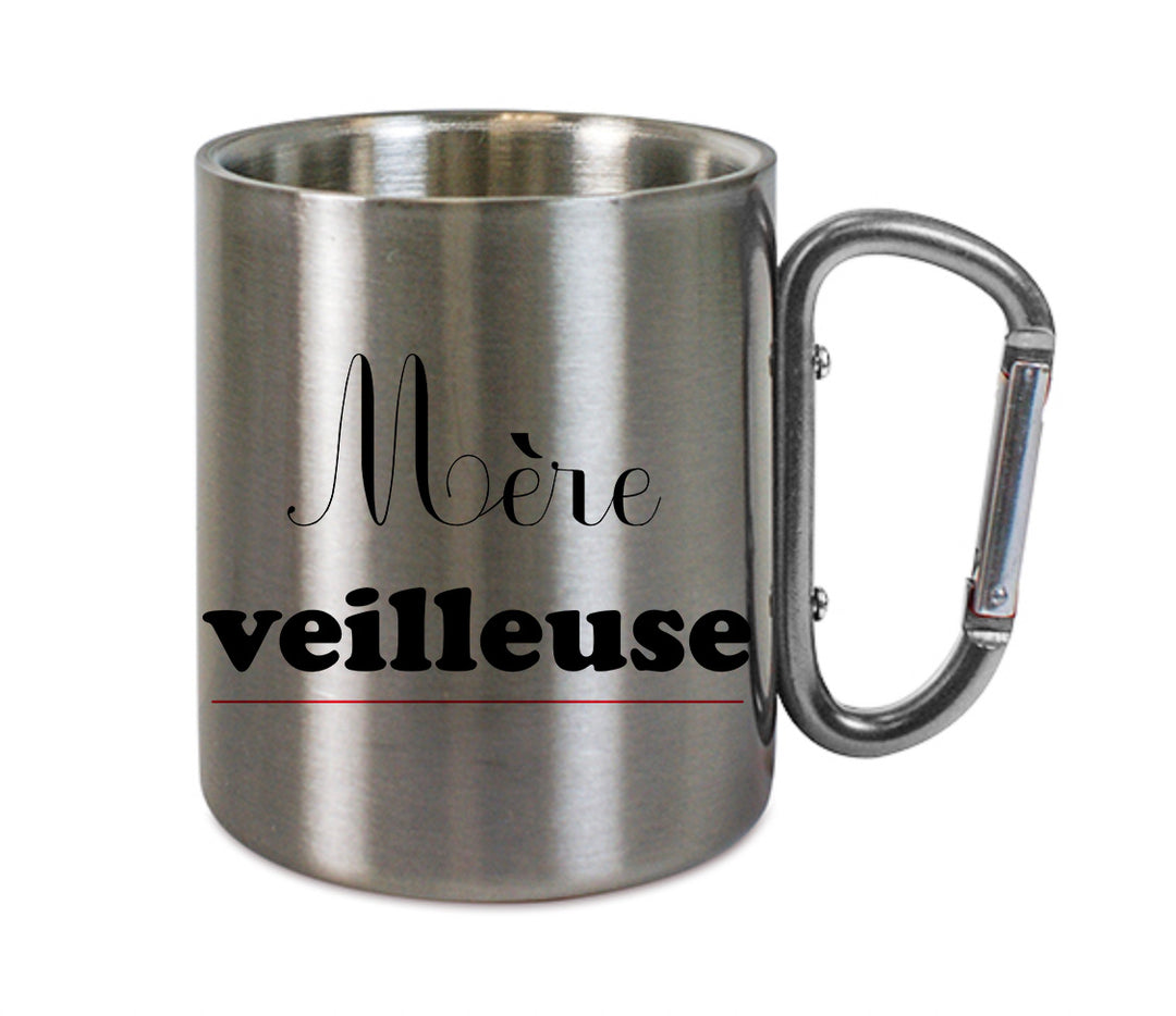 Mug inox mousqueton personnalisé Mere veilleuse