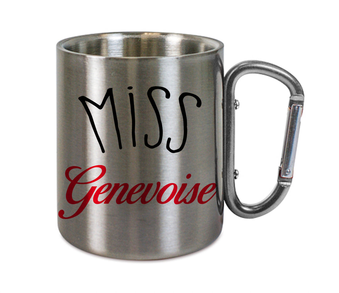 Mug inox mousqueton personnalisé Miss-genevoise
