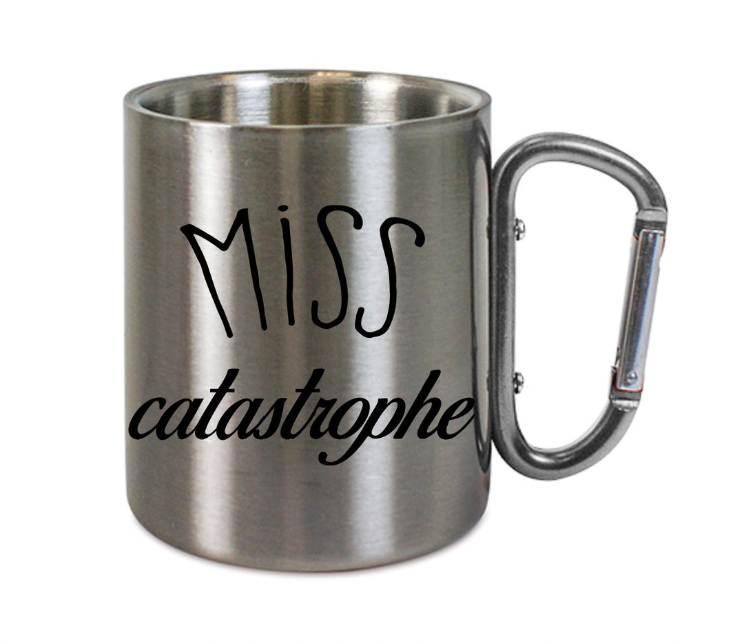 Mug inox mousqueton personnalisé Miss catastrophe