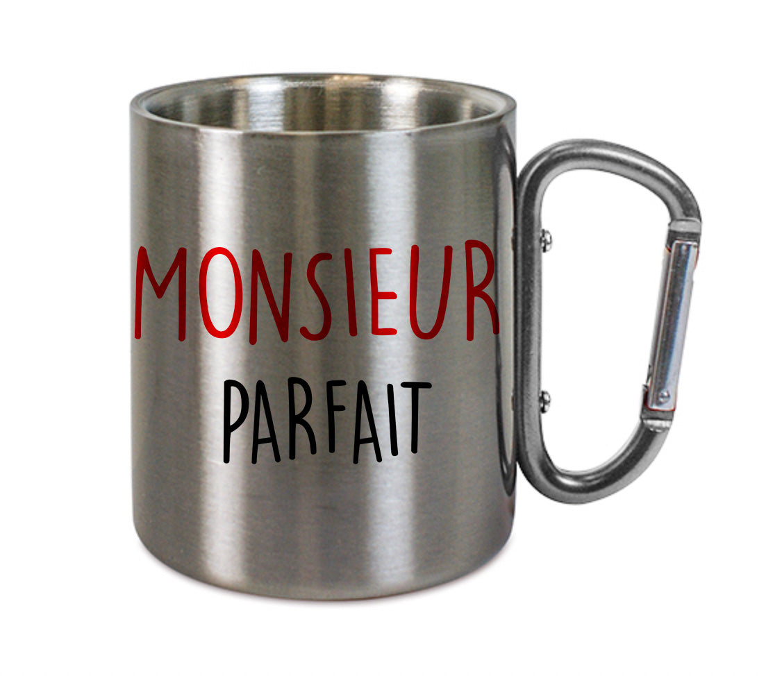 Mug inox mousqueton personnalisé Monsieur parfait