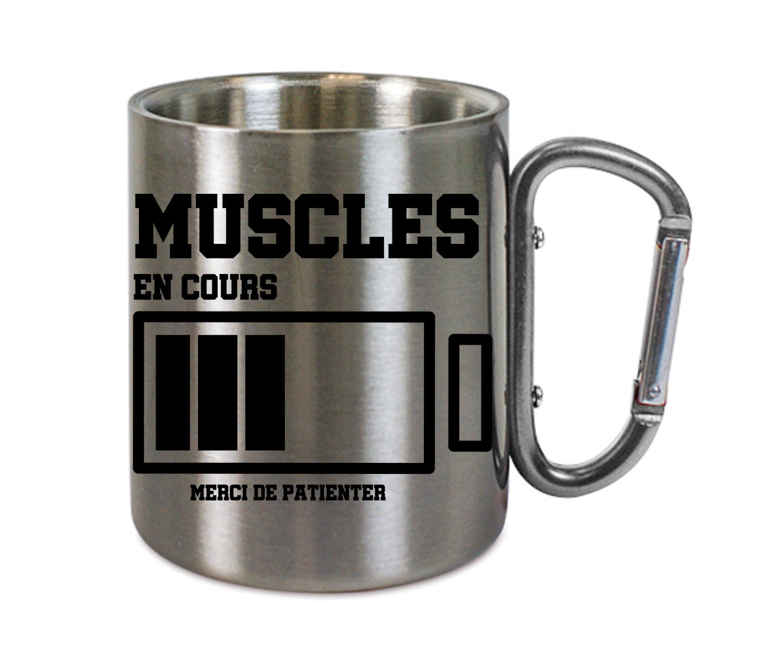 Mug inox mousqueton personnalisé Muscles en cours
