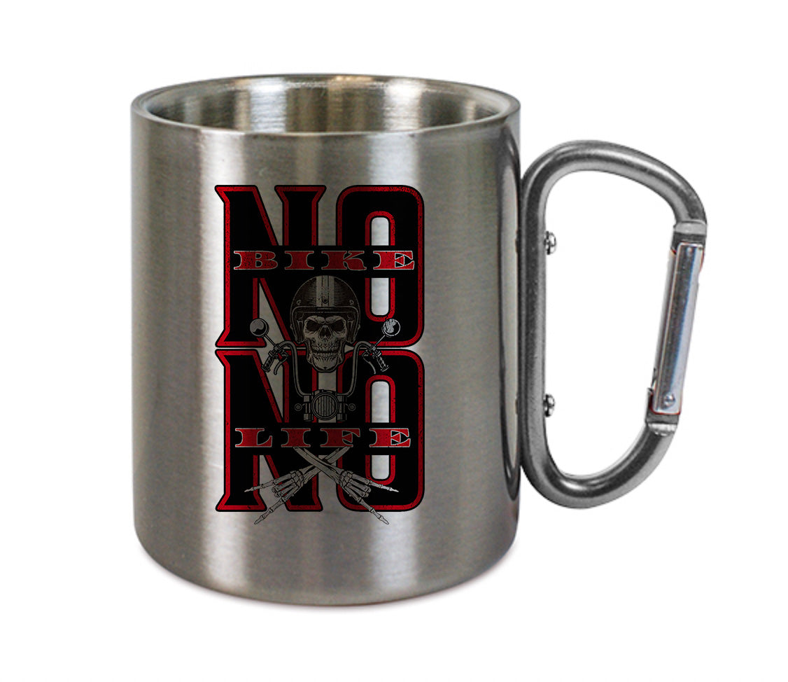 Mug inox mousqueton personnalisé No bike no life