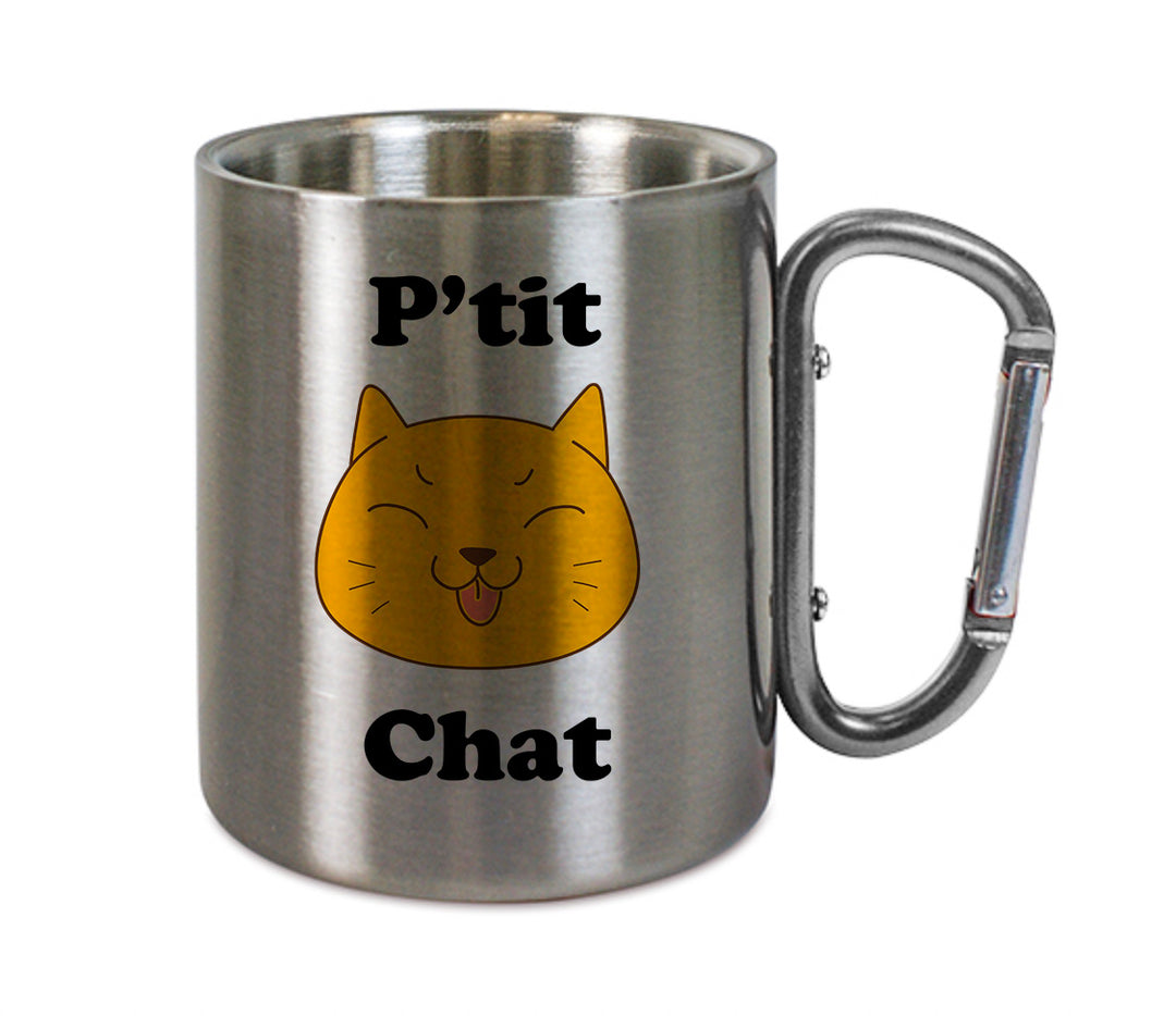 Mug inox mousqueton personnalisé P'tit chat