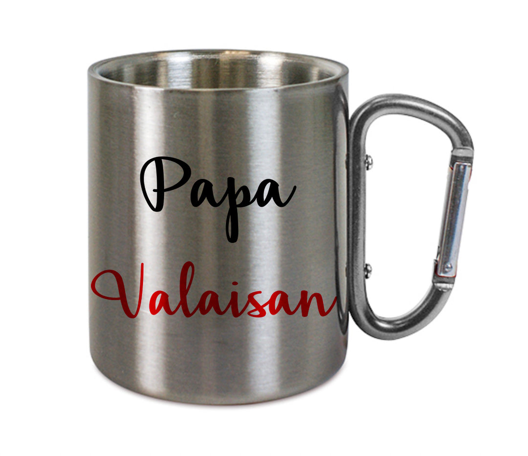 Mug inox mousqueton personnalisé Papa Valaisan