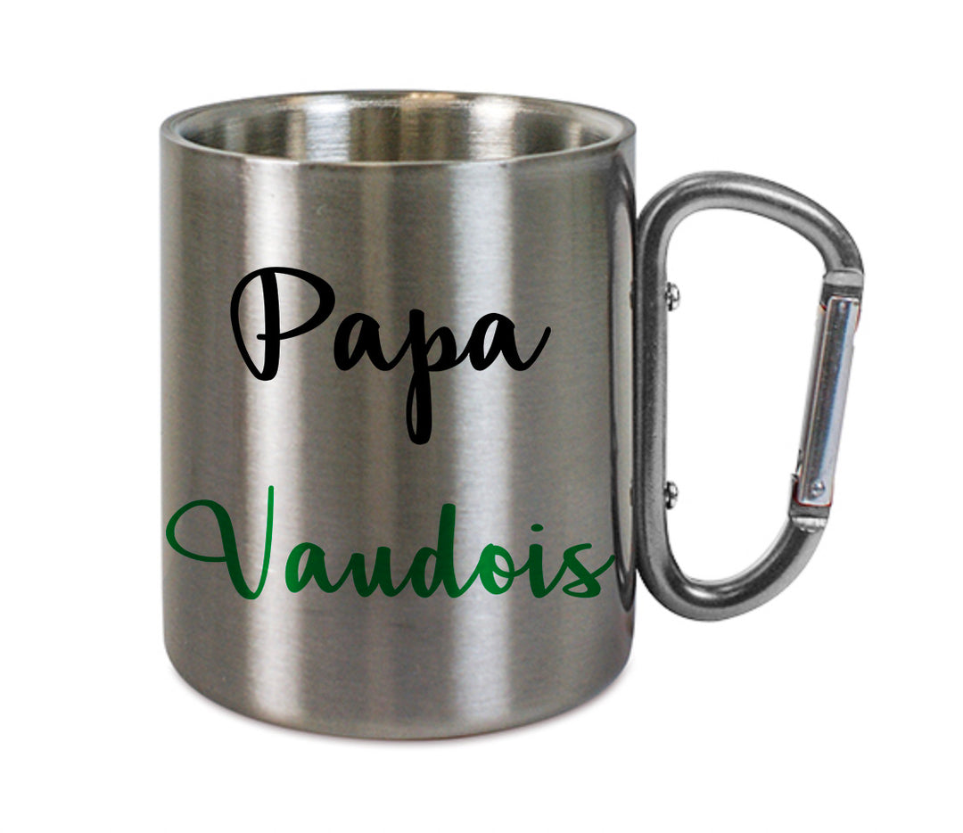 Mug inox mousqueton personnalisé Papa Vaudois