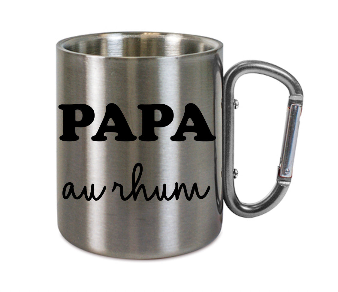 Mug inox mousqueton personnalisé Papa au rhum