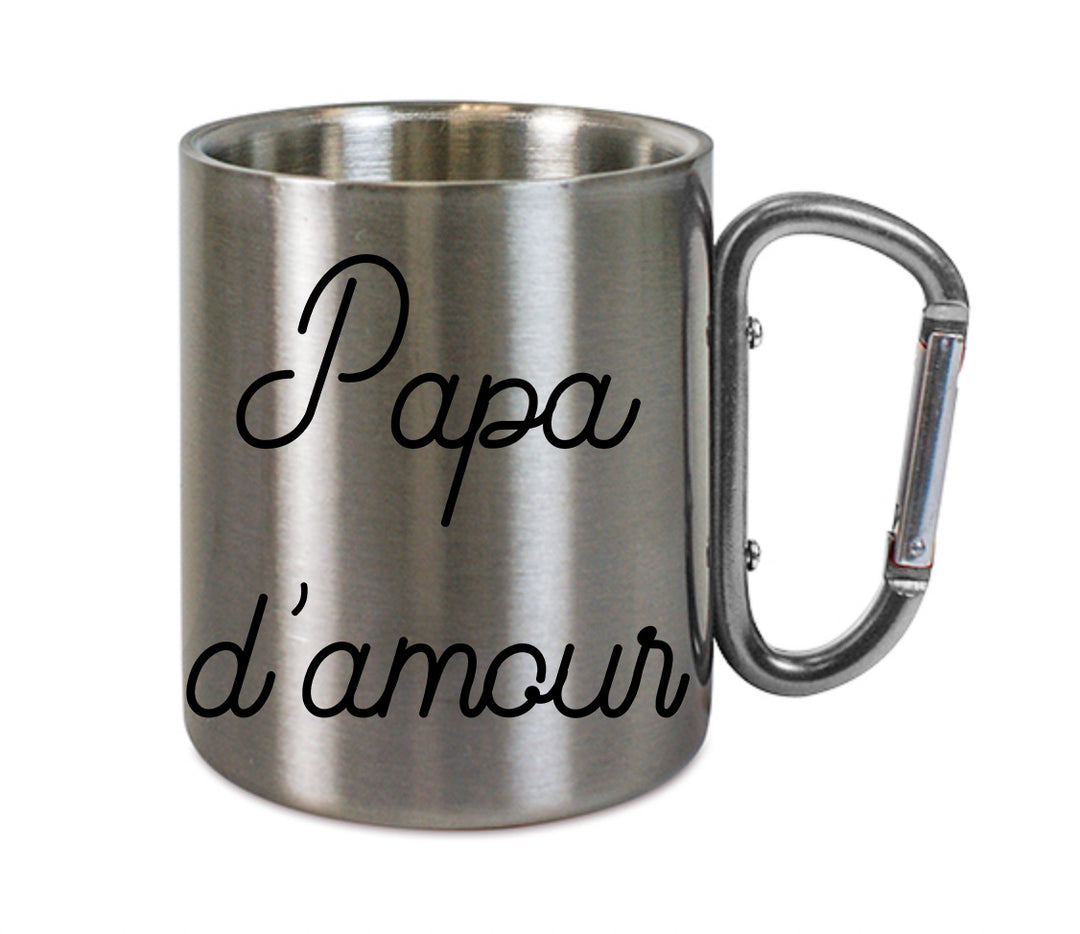 Mug inox mousqueton personnalisé Papa d'amour
