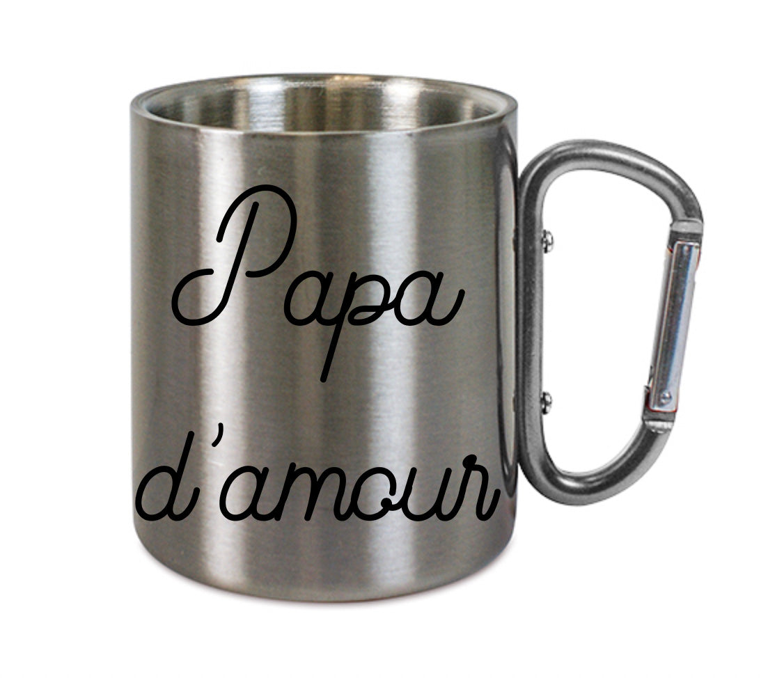 Mug inox mousqueton personnalisé Papa d'amour