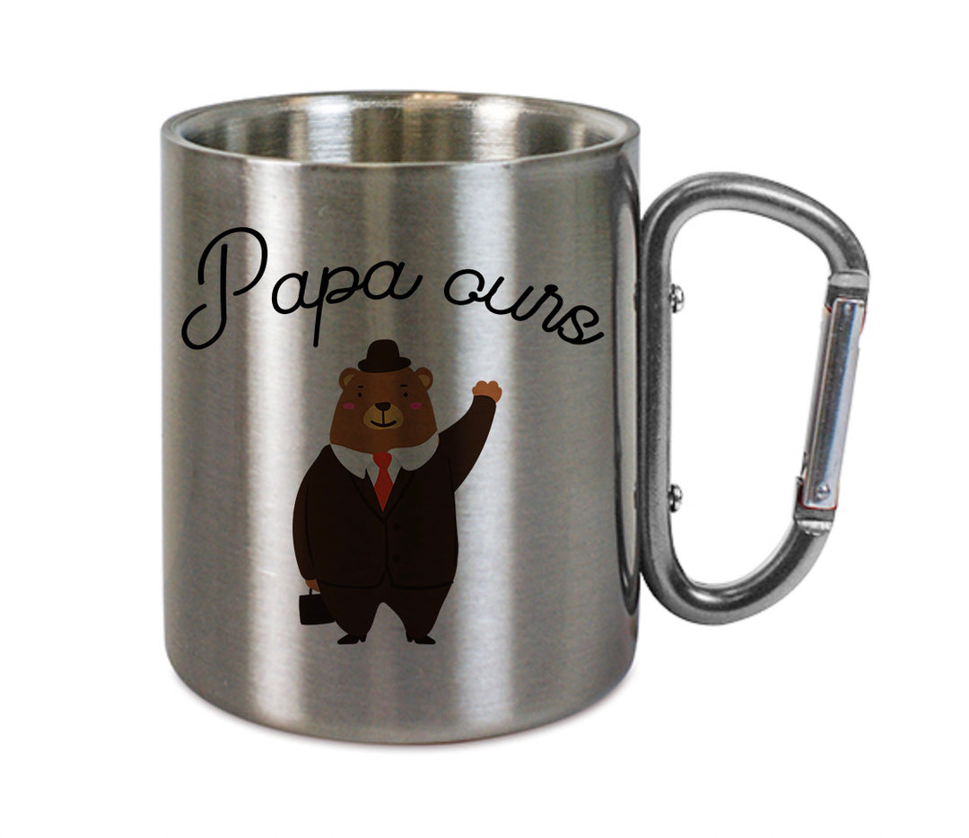 Mug inox mousqueton personnalisé Papa ours