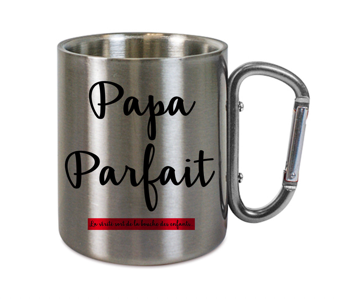 Mug inox mousqueton personnalisé Papa parfait