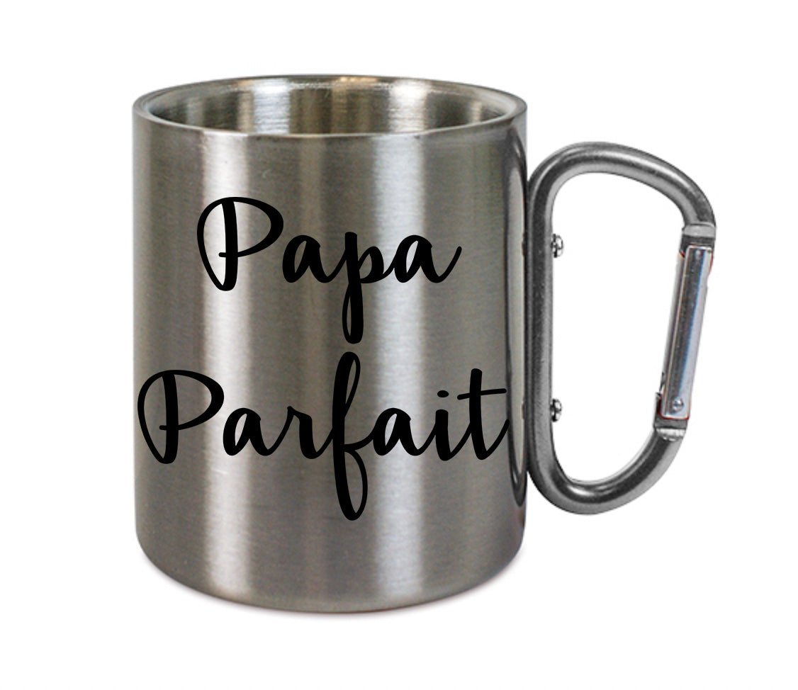 Mug inox mousqueton personnalisé Papa parfait 2