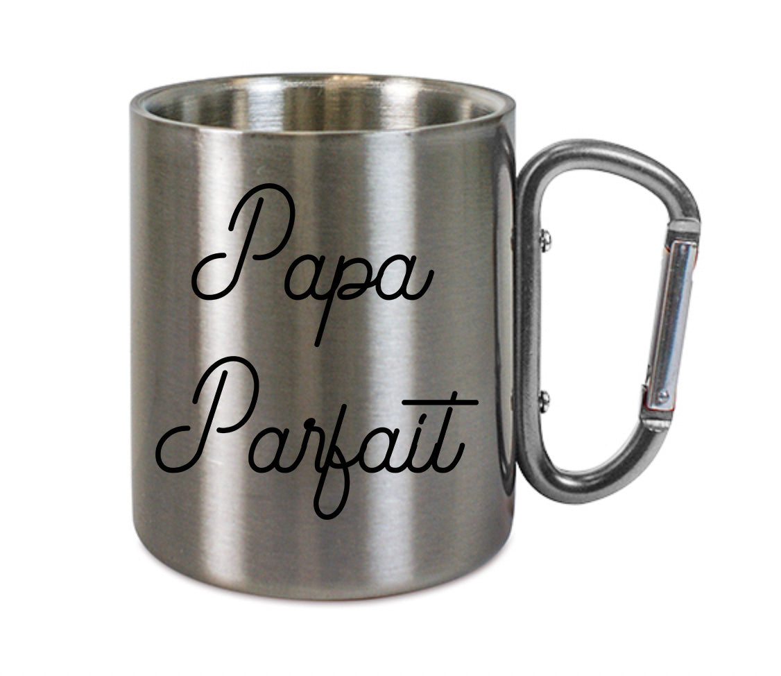 Mug inox mousqueton personnalisé Papa parfait V2