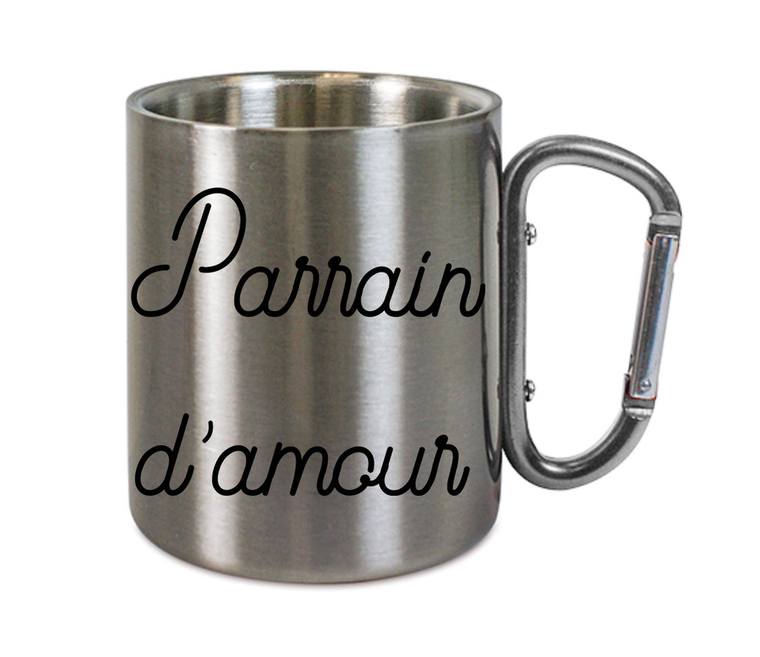 Mug inox mousqueton personnalisé Parrain d'amour