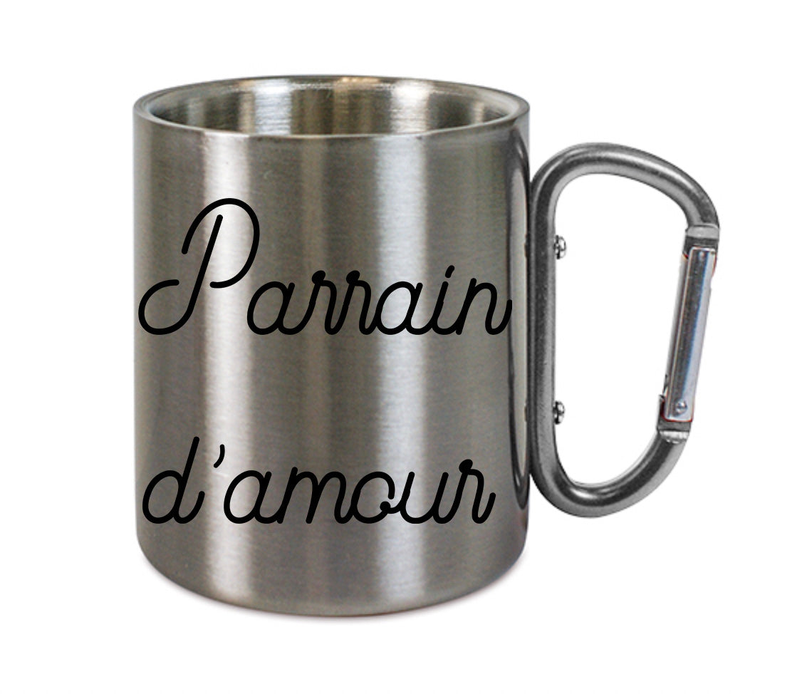 Mug inox mousqueton personnalisé Parrain d'amour