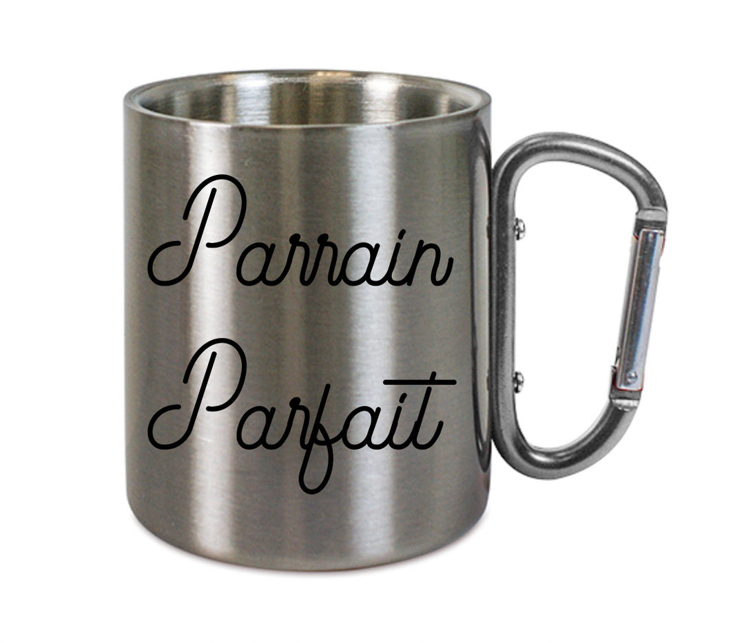 Mug inox mousqueton personnalisé Parrain parfait