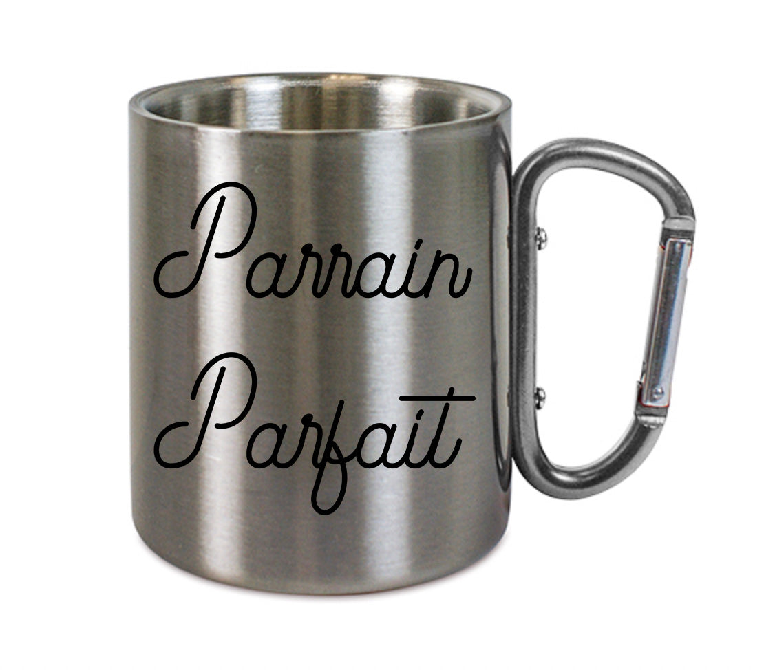 Mug inox mousqueton personnalisé Parrain parfait