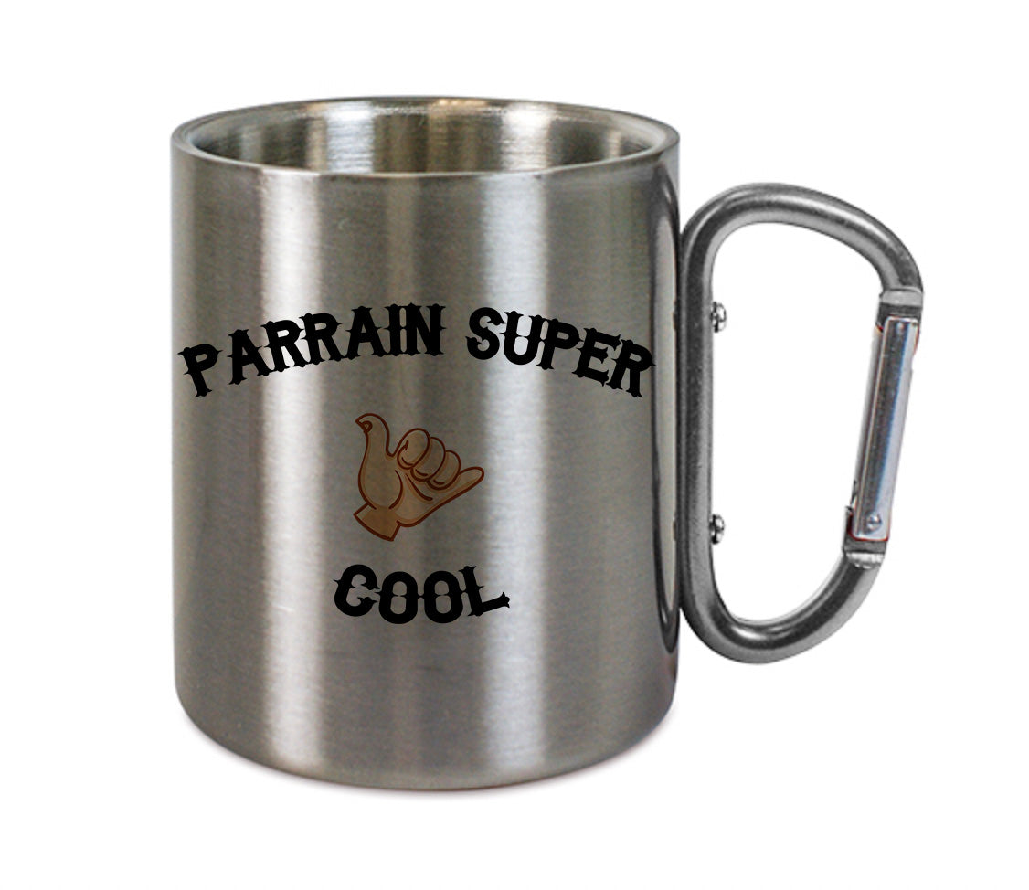 Mug inox mousqueton personnalisé Parrain super cool