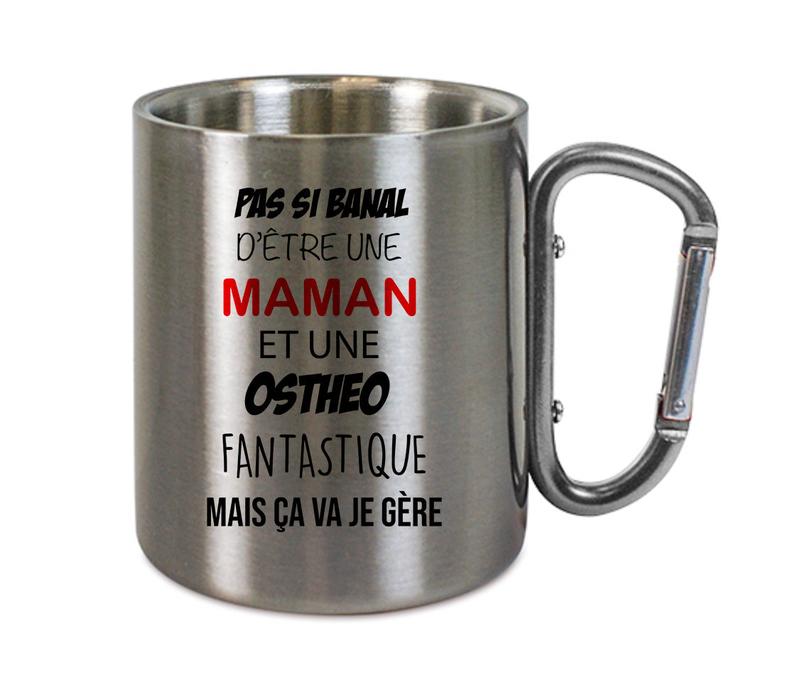 Mug inox mousqueton personnalisé Pas si banal d'être un maman et une
