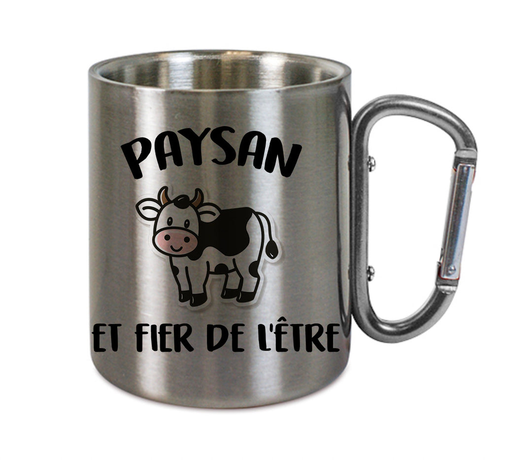 Mug inox mousqueton personnalisé Paysan et fier de l'etre