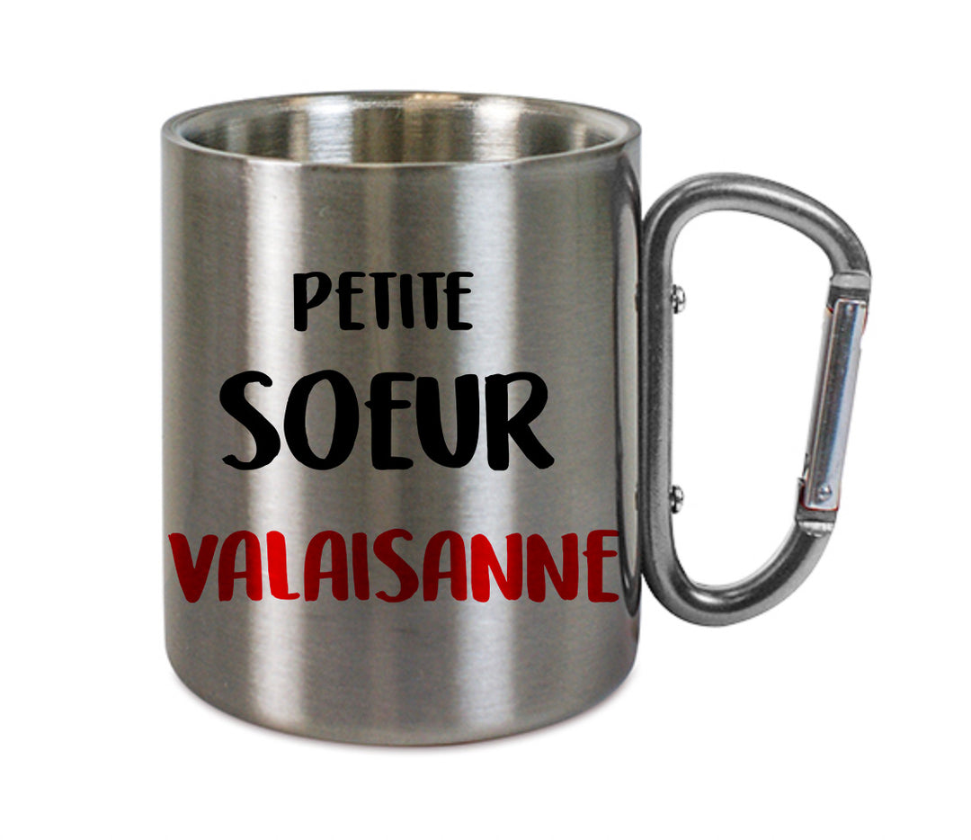 Mug inox mousqueton personnalisé Petite soeur Valaisanne