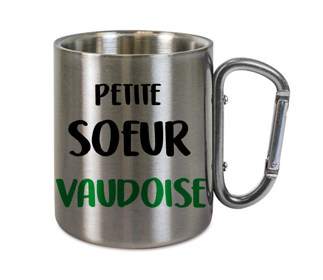 Mug inox mousqueton personnalisé Petite soeur Vaudoise