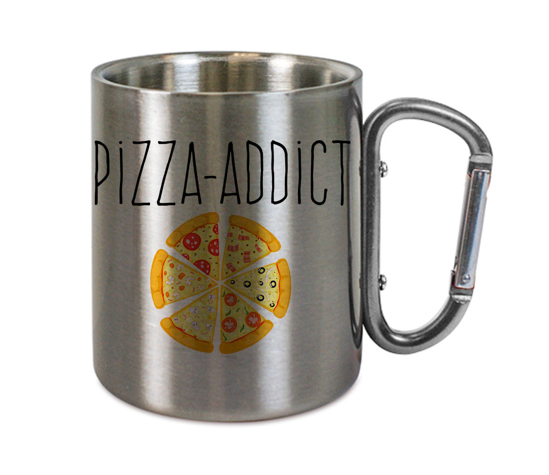 Mug inox mousqueton personnalisé Pizza Addict