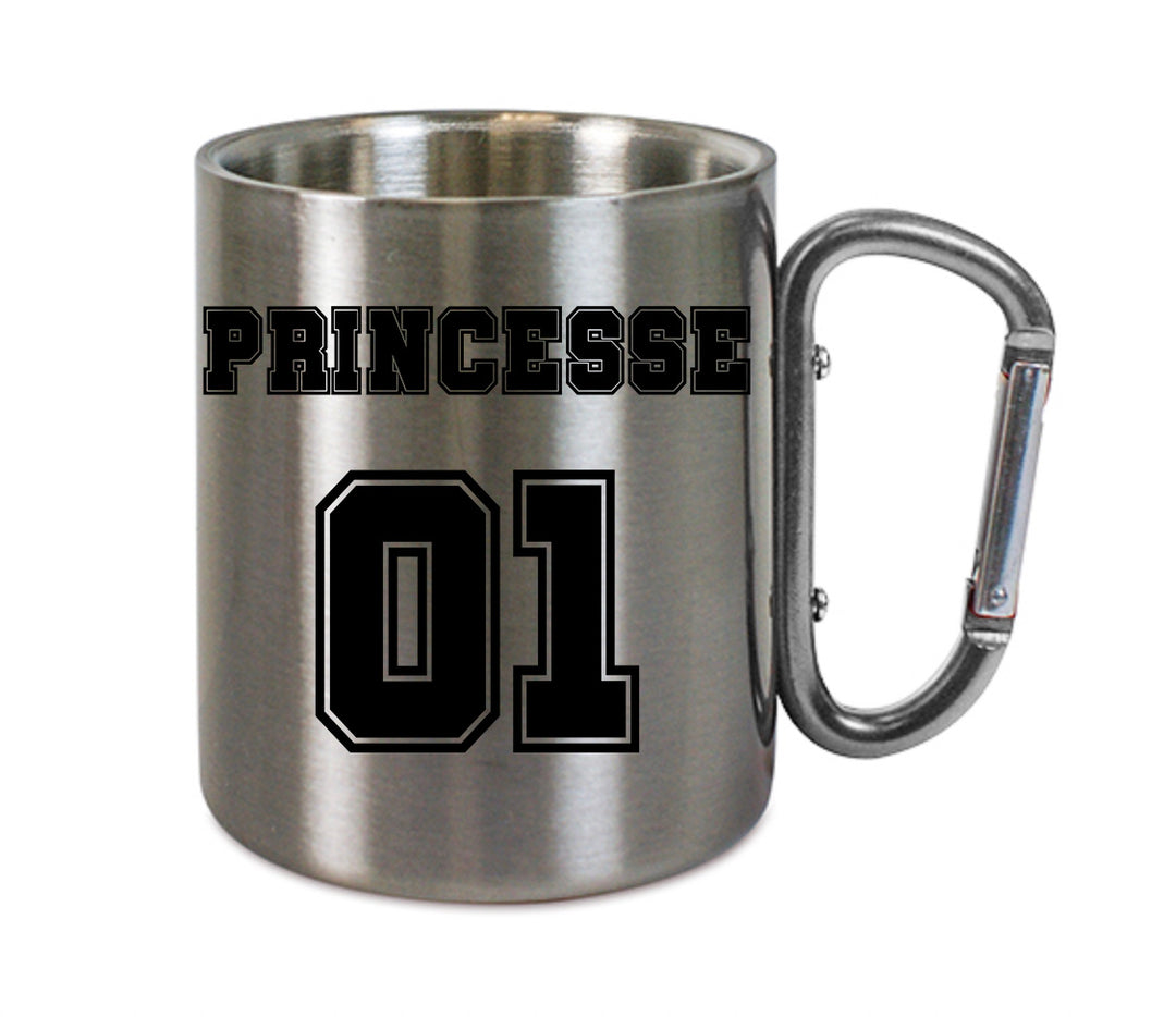 Mug inox mousqueton personnalisé Princesse 01